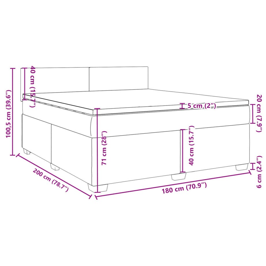 vidaXL Łóżko kontynentalne z materacem, czarne, 180x200 cm, aksamit