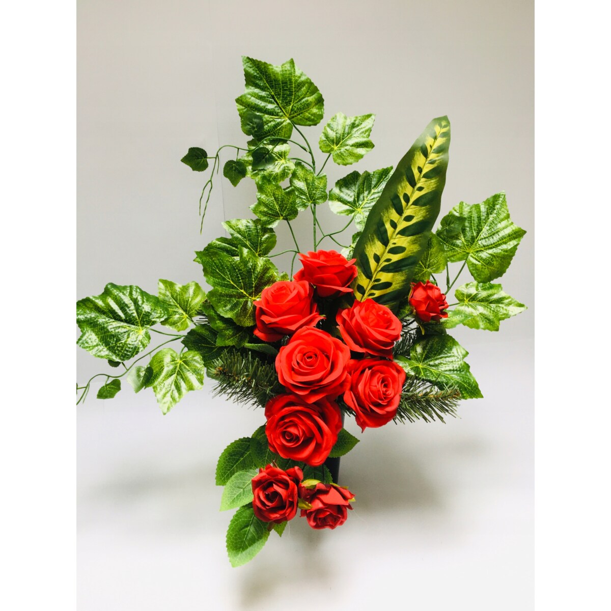 GOTOWY STROIK RÓŻA czerwona wkład do flakonu wiązanka na cmentarz KWIATY