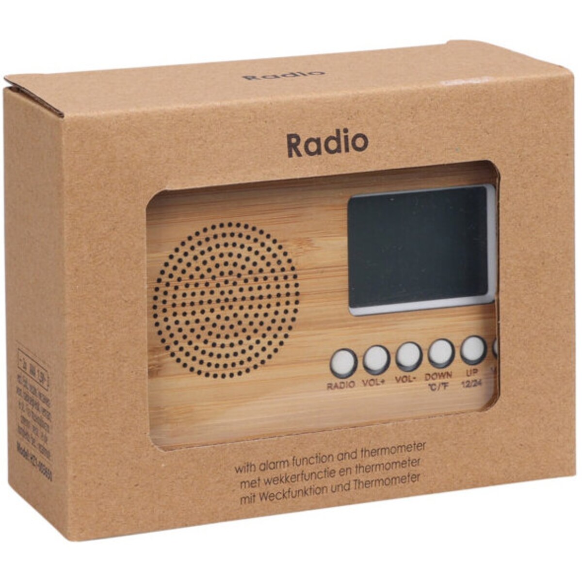 Budzik z radiem i termometrem, na baterie