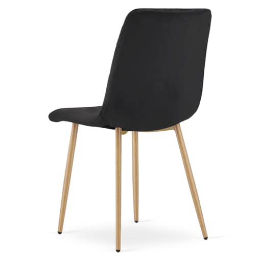 Krzesło Turin aksamitne welurowe - Czarny Aksamit / Nogi Kolor Drewna