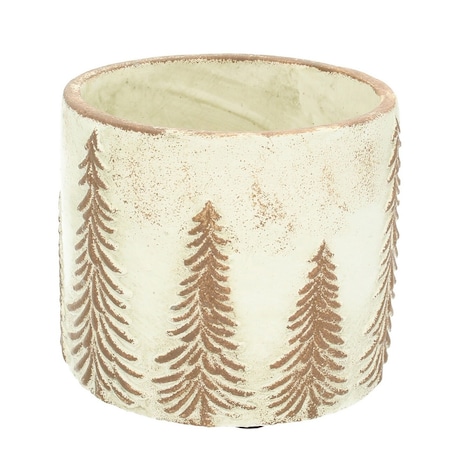 Doniczka Christmas Trees ⌀15cm boże narodzenie, święta, świąteczne, beżowy-brązowy, 15 x 14 cm