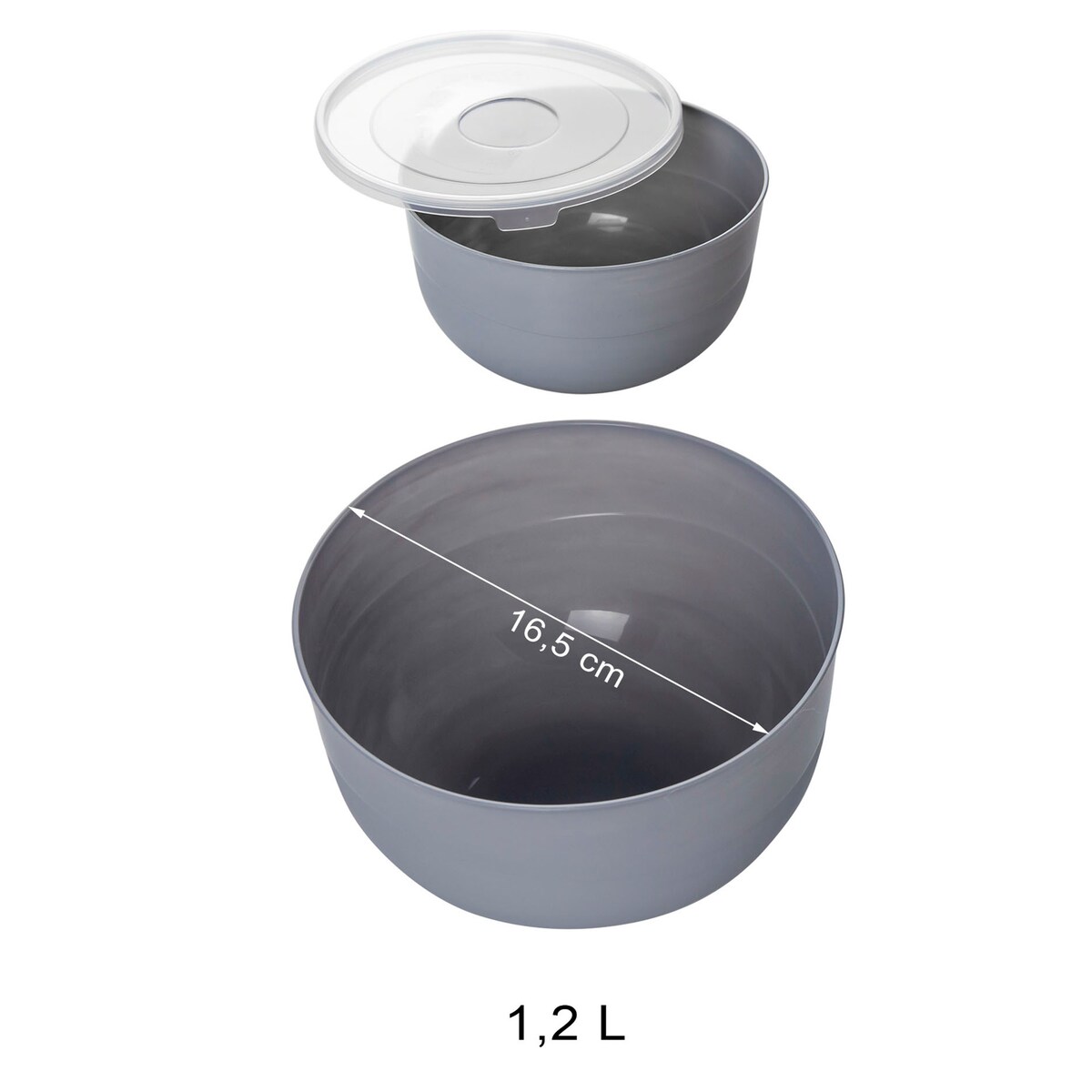 Miska Kuchenna Plastikowa Z Pokrywką Szara Zestaw 4 szt.