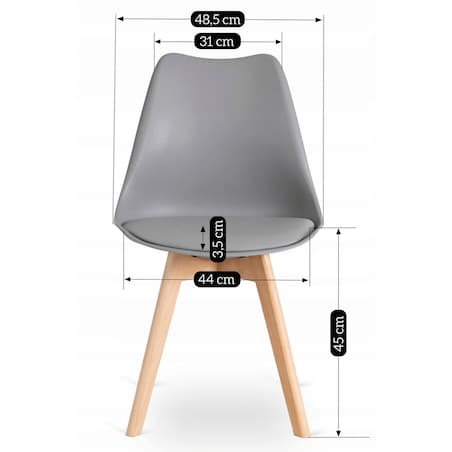 Krzesło Kuchenne Skandynawskie Szare Do Jadalni Kuchni Salonu Dąb SCANDI