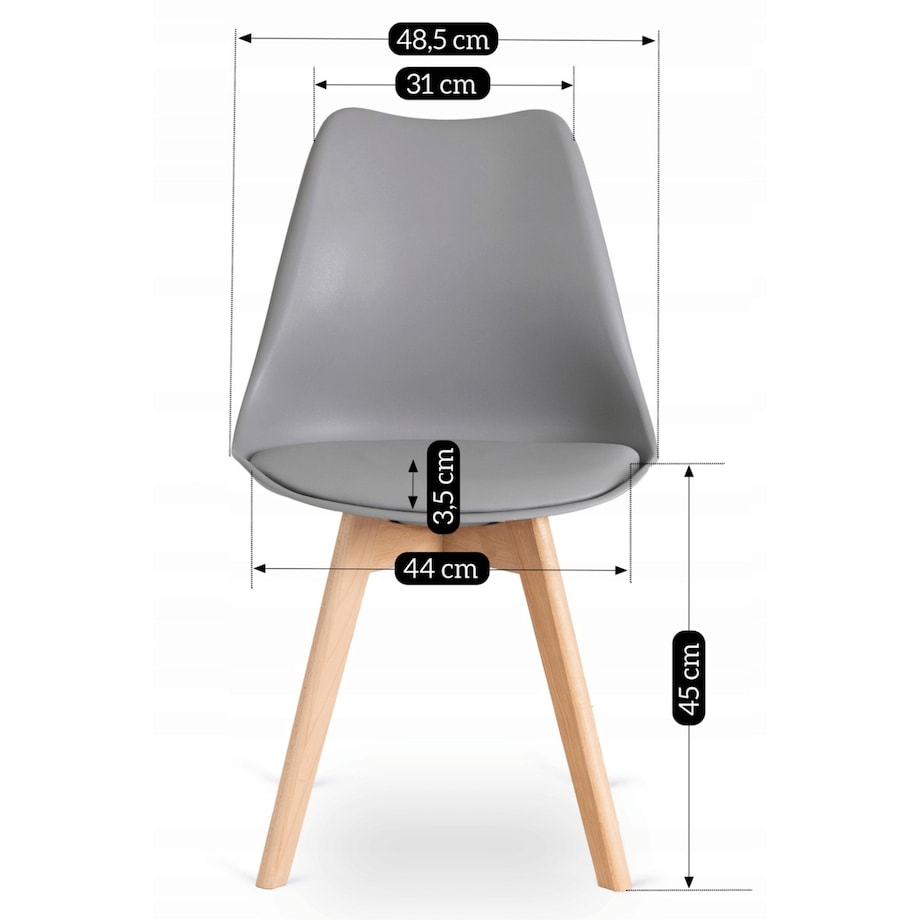 Krzesło Kuchenne Skandynawskie Szare Do Jadalni Kuchni Salonu Dąb SCANDI