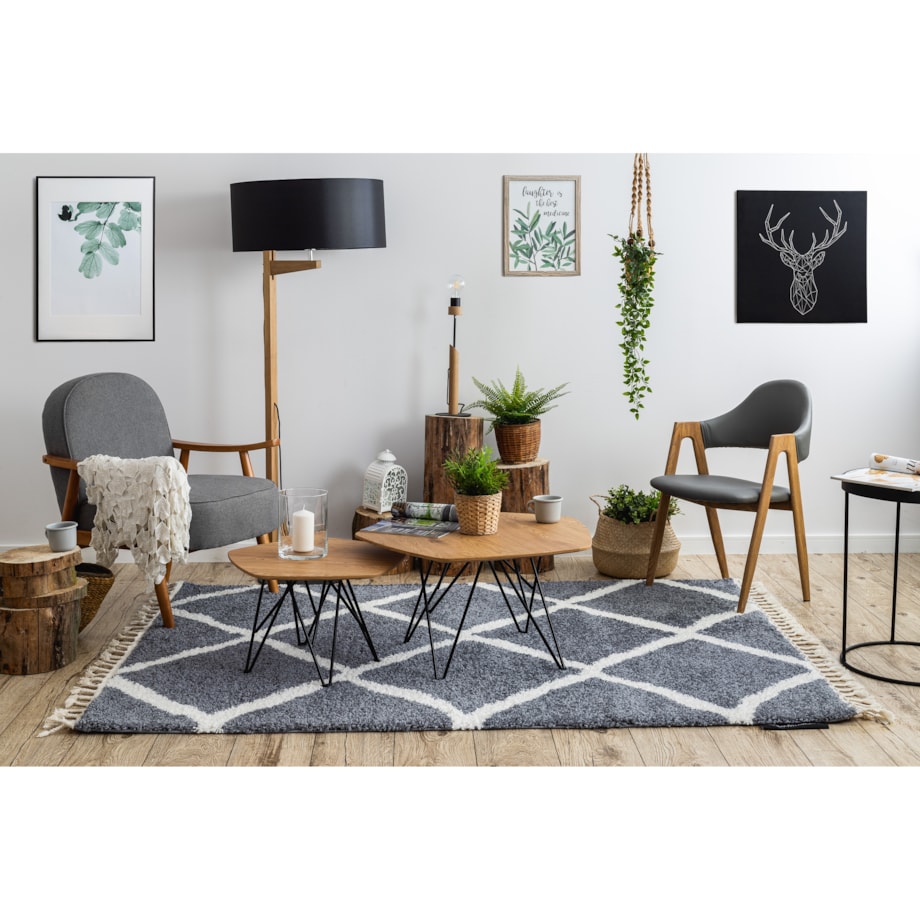 Dywan BERBER CROSS B5950 szary / biały 80x150 cm