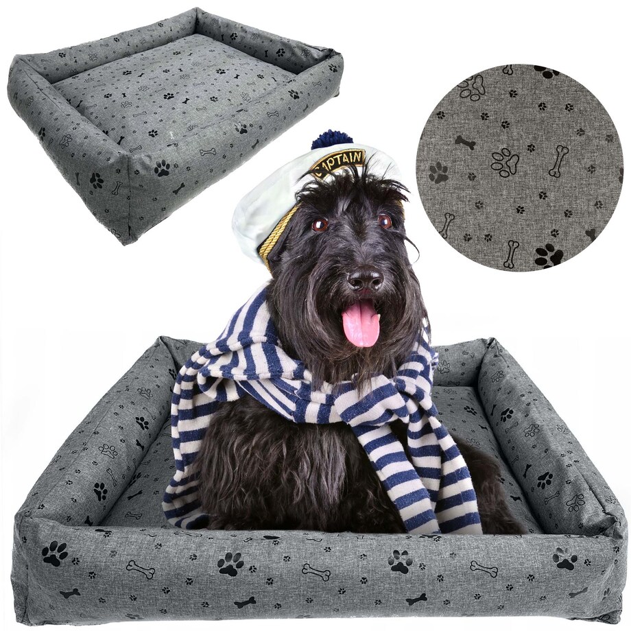 Legowisko Dla Psa Kanapa Posłanie 115X95 Cm Wodoodporne Poduszki Pikowane Kość Czarna