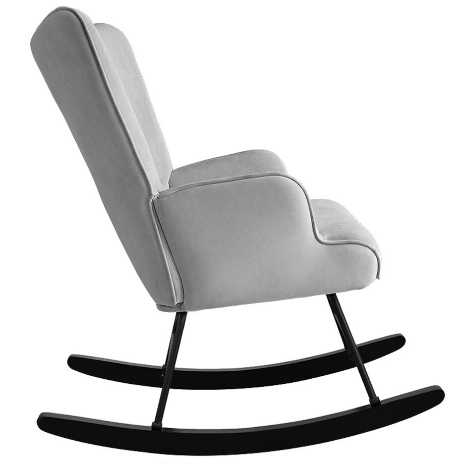 Fotel bujany tapicerowany welur wygodny wypoczynkowy uszak salon szary