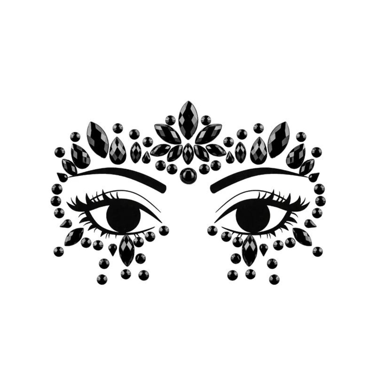 Dekoracja na twarz Kryształki, czarne, 15x9cm