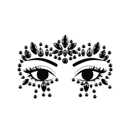 Dekoracja na twarz Kryształki, czarne, 15x9cm