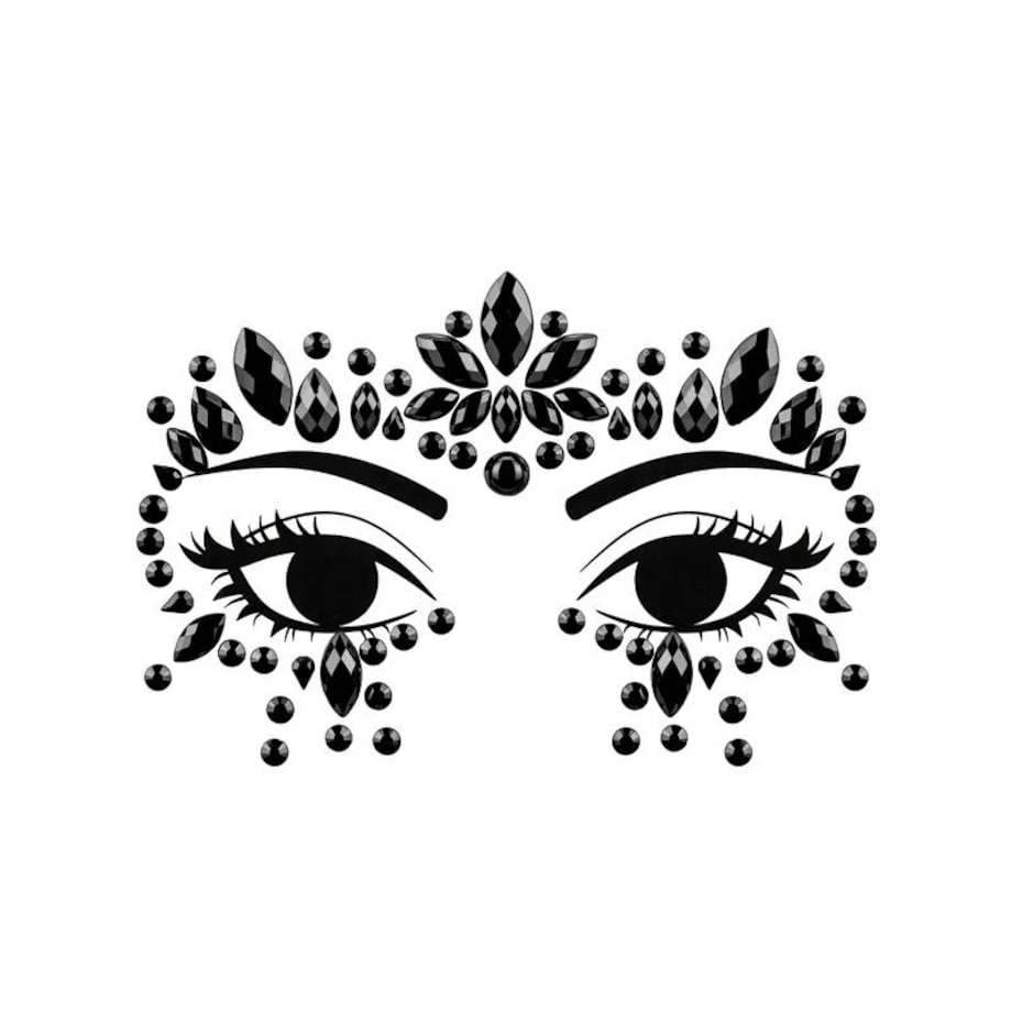 Dekoracja na twarz Kryształki, czarne, 15x9cm