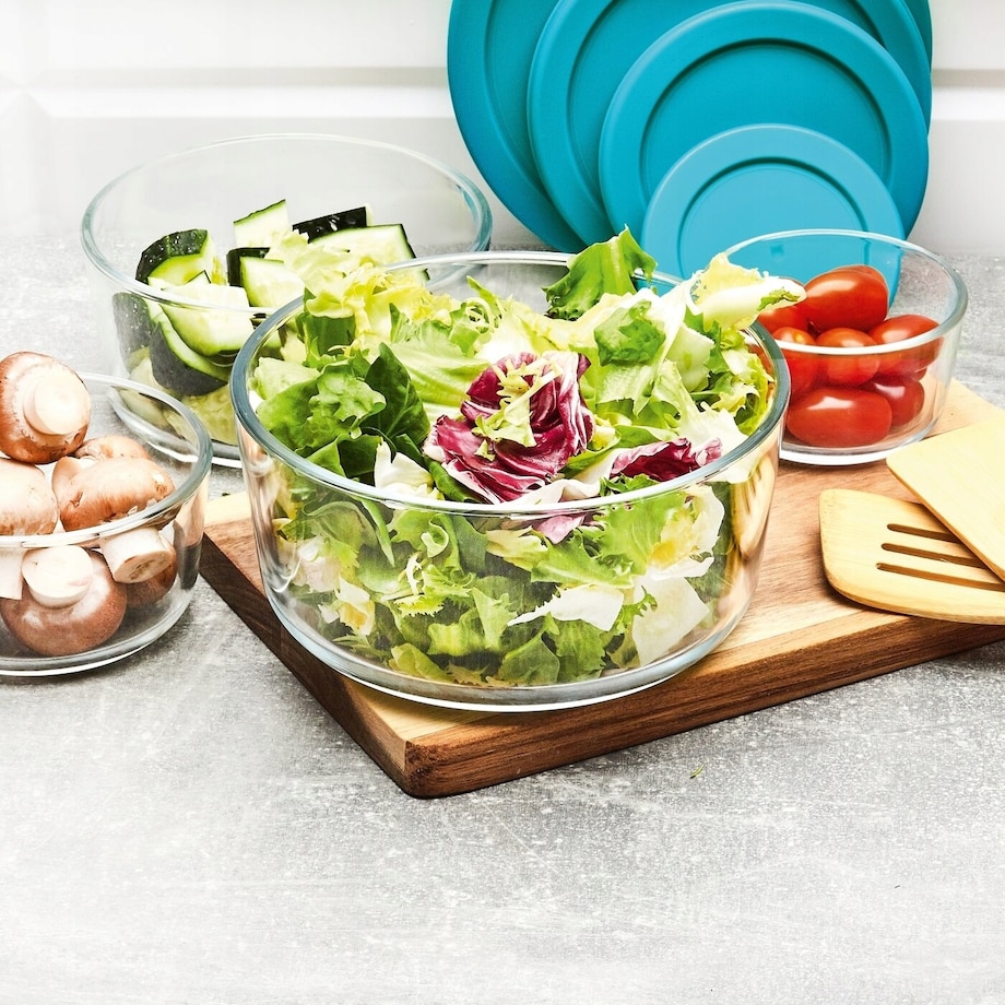 POJEMNIKI SZKLANE MISKI i pokrywki na jedzenie do lodówki lunch box 4szt