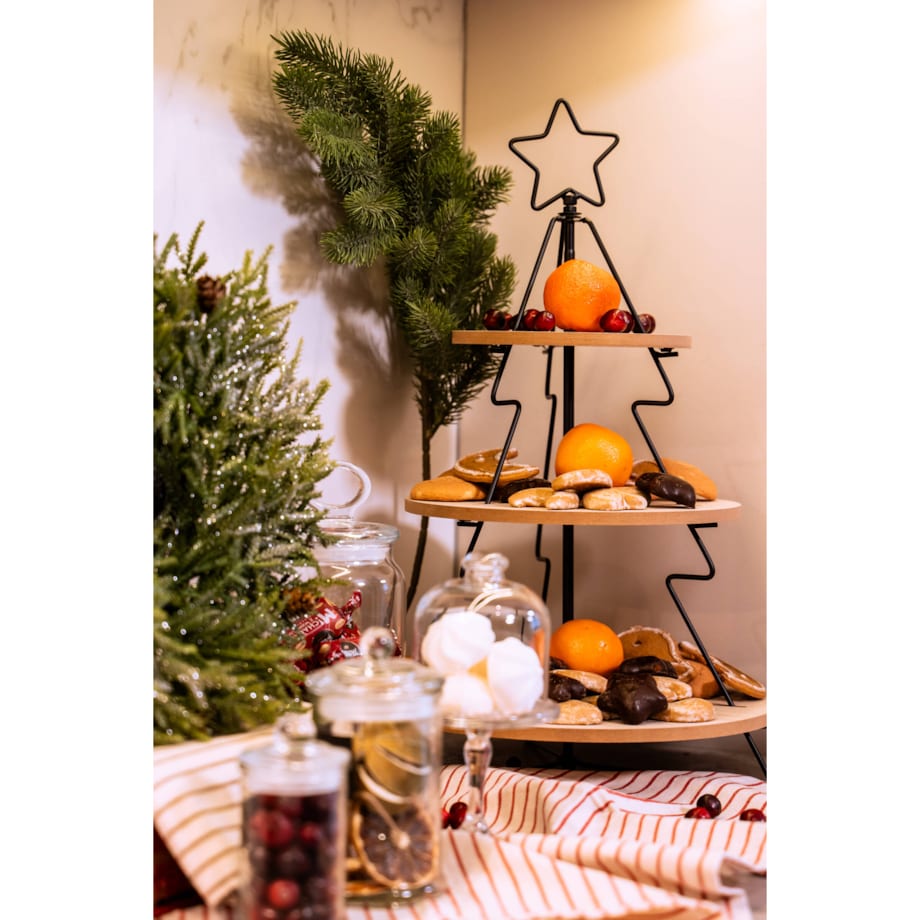Stojak choinka z drewnianymi półkami, 50 cm