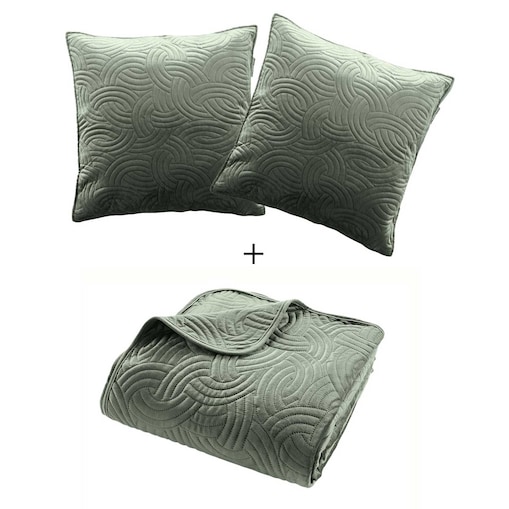 Welwetowy komplet pościeli SOLANGE, narzuta + 2 poszewki na poduszki