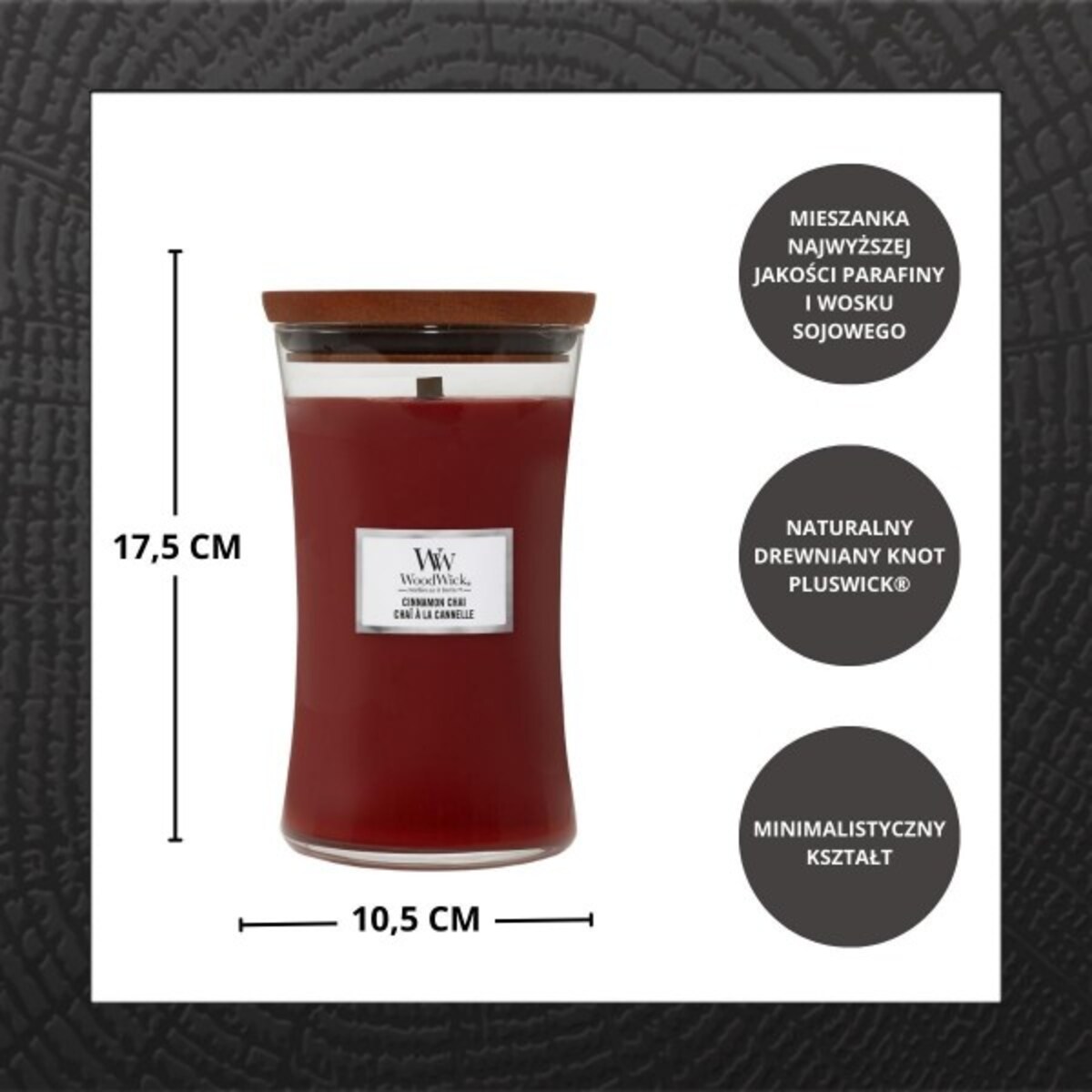 WoodWick świeca duża CINNAMON CHAI