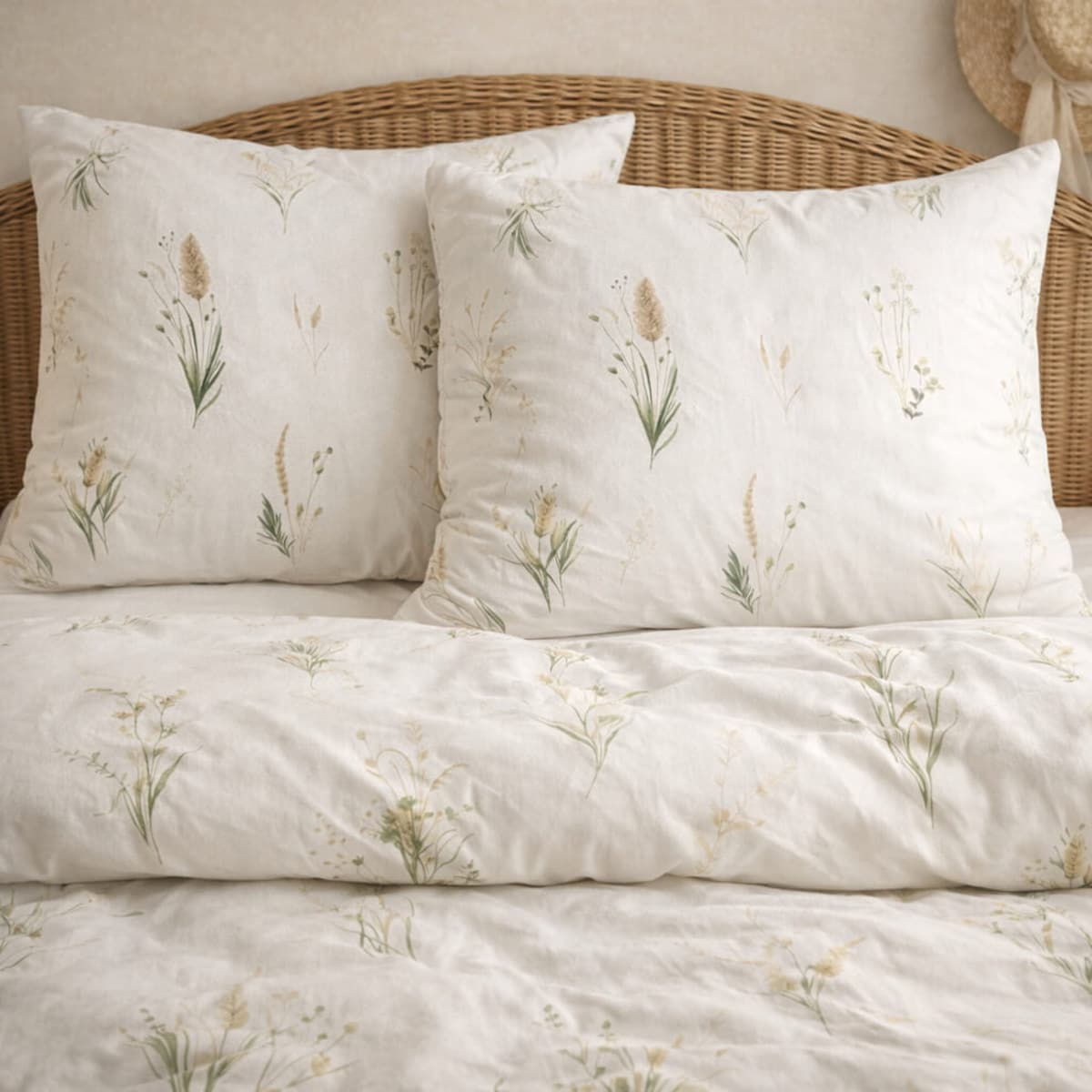 Pościel bawełniana 200x220 cm Kłosy na białym tle wiosna