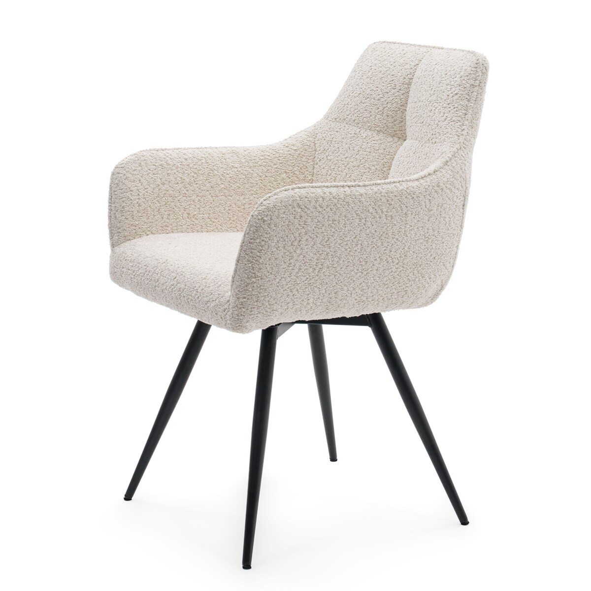 Krzesło tapicerowane obrotowe boucle do salonu QUATTRO kremowe