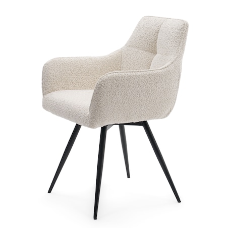 Krzesło tapicerowane obrotowe boucle do salonu QUATTRO kremowe