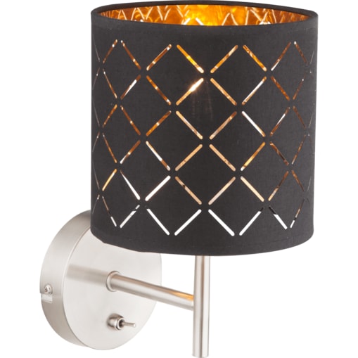 Lampa ścienna Clarke 15229W okrągła czarna złota satyna