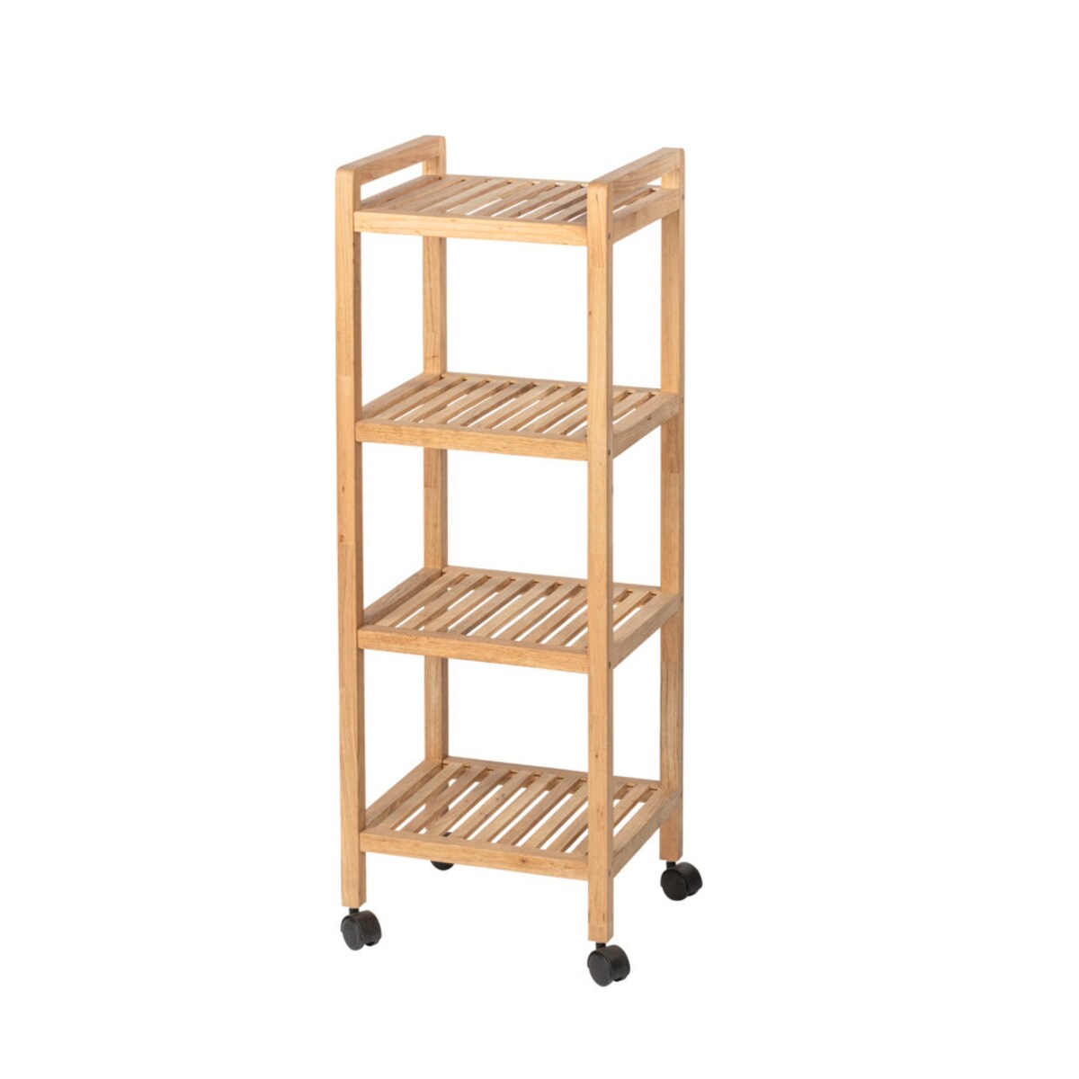 Regał łazienkowy na kółkach NORWAY z czterema półkami, drewno orzechowe, WENKO