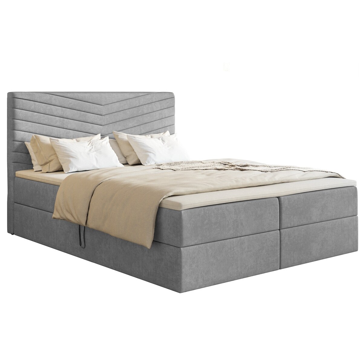 Łóżko kontynentalne G4 do sypialni 180x200 z pojemnikiem i materacem- szare