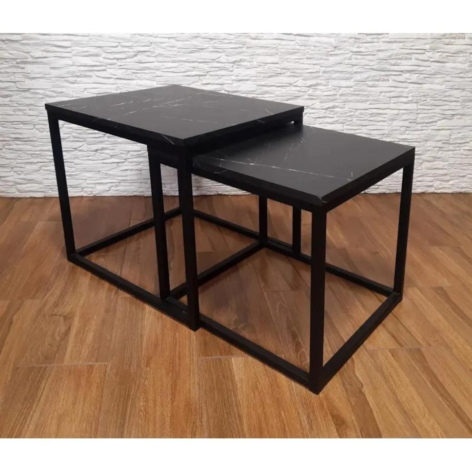Stolik kawowy 2w1 CUBE marmur czarny
