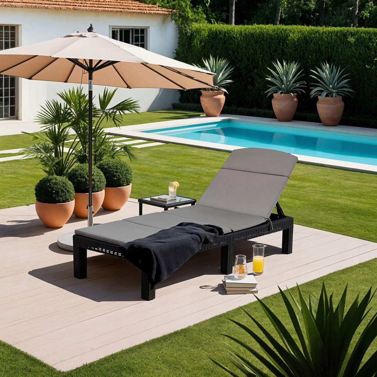 Leżak Ogrodowy Rattanowy Turystyczny Rozkładany Leżanka Łóżko LUIZJANA