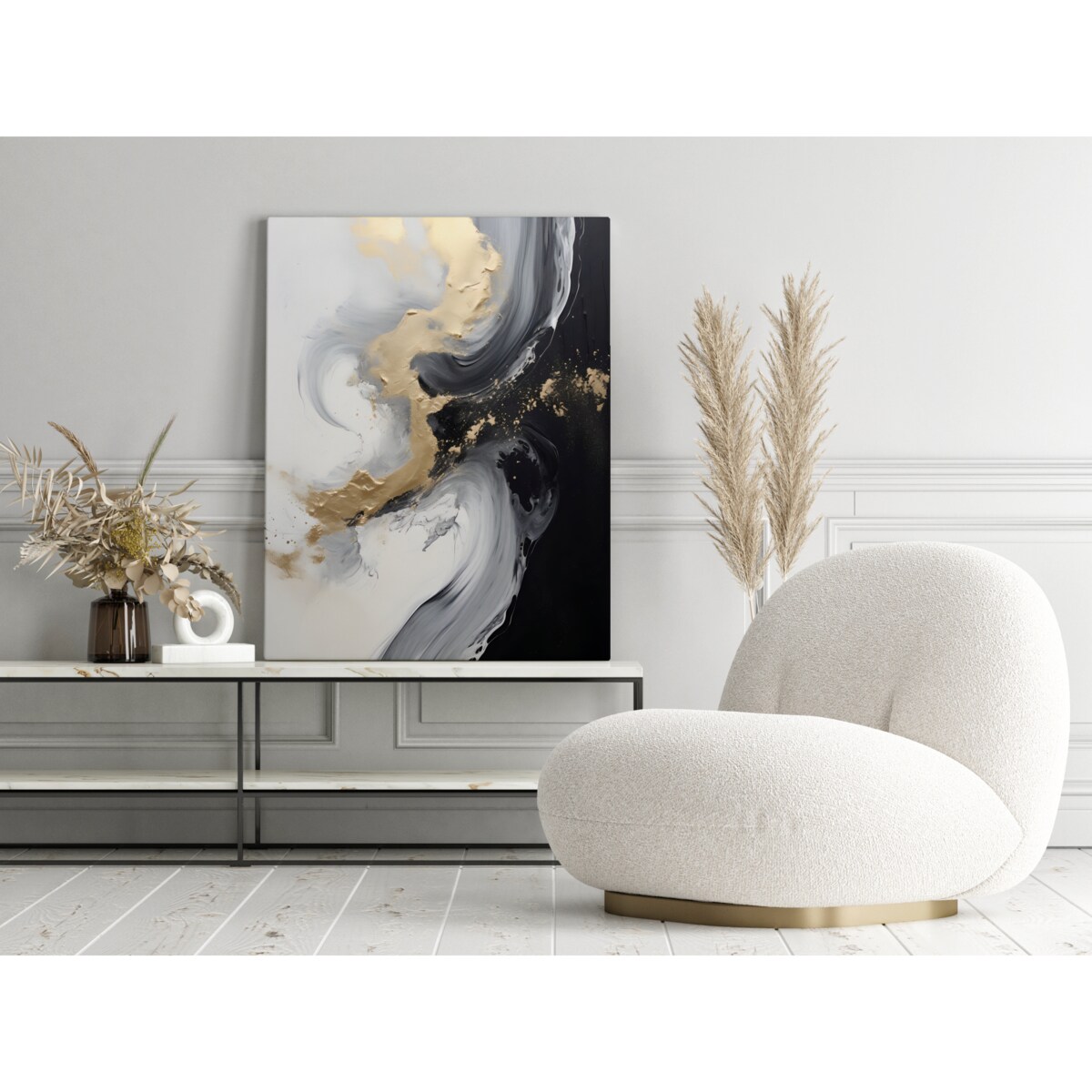 Obraz Na Płótnie Czarno-Biały Marmur 70x50cm