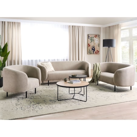 Sofa trzyosobowa tapicerowana beżowoszara LOEN