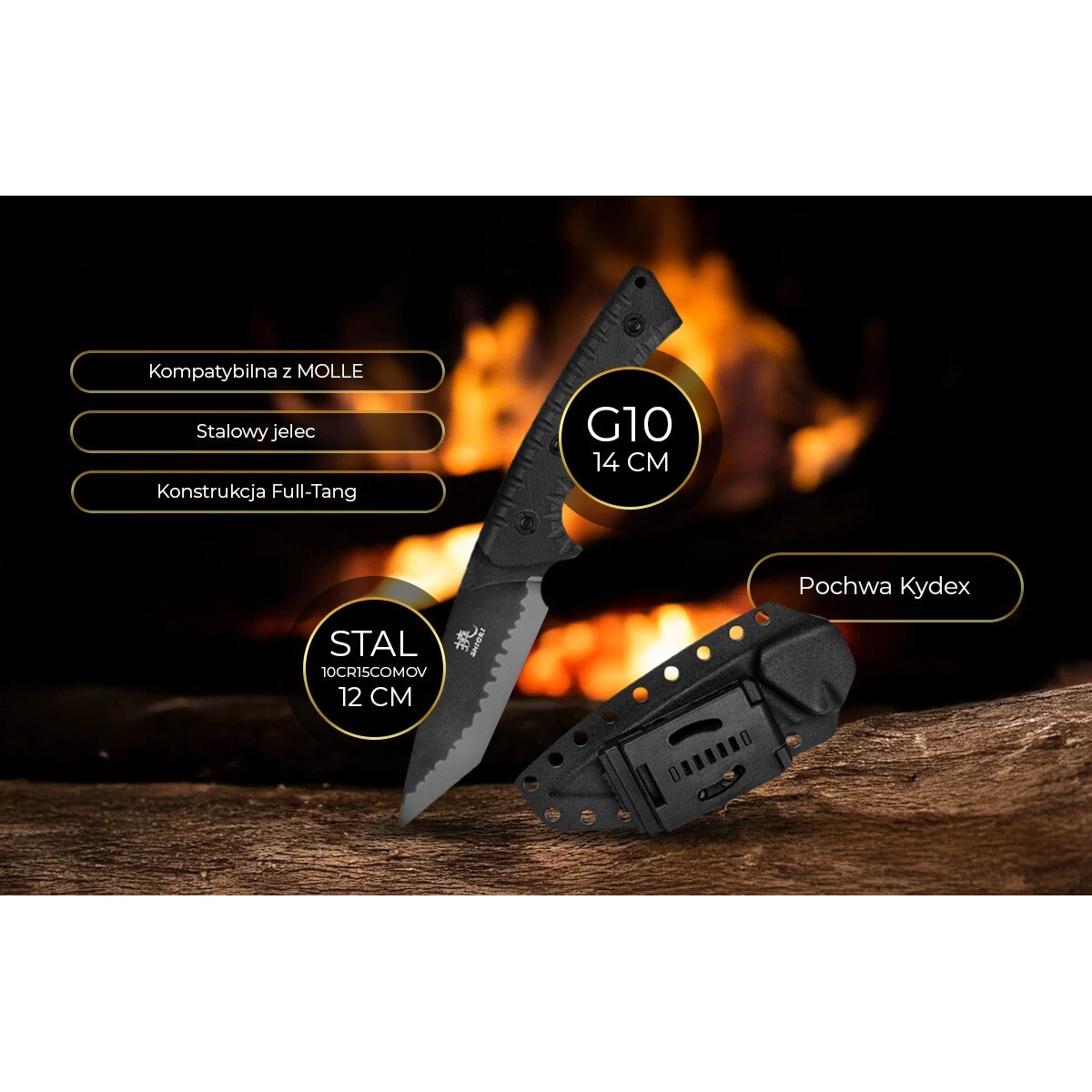 Shiori 撓 Heishi - nóż taktyczny full-tang ze stali 10Cr15CoMov