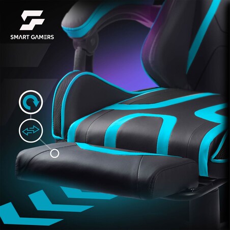 Fotel gamingowy obrotowy dla gracza podnóżek Sofotel Specter czarno-niebieski