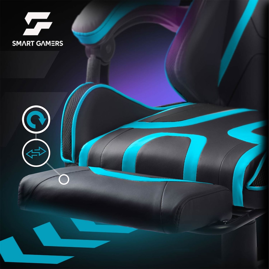 Fotel gamingowy obrotowy dla gracza podnóżek Sofotel Specter czarno-niebieski