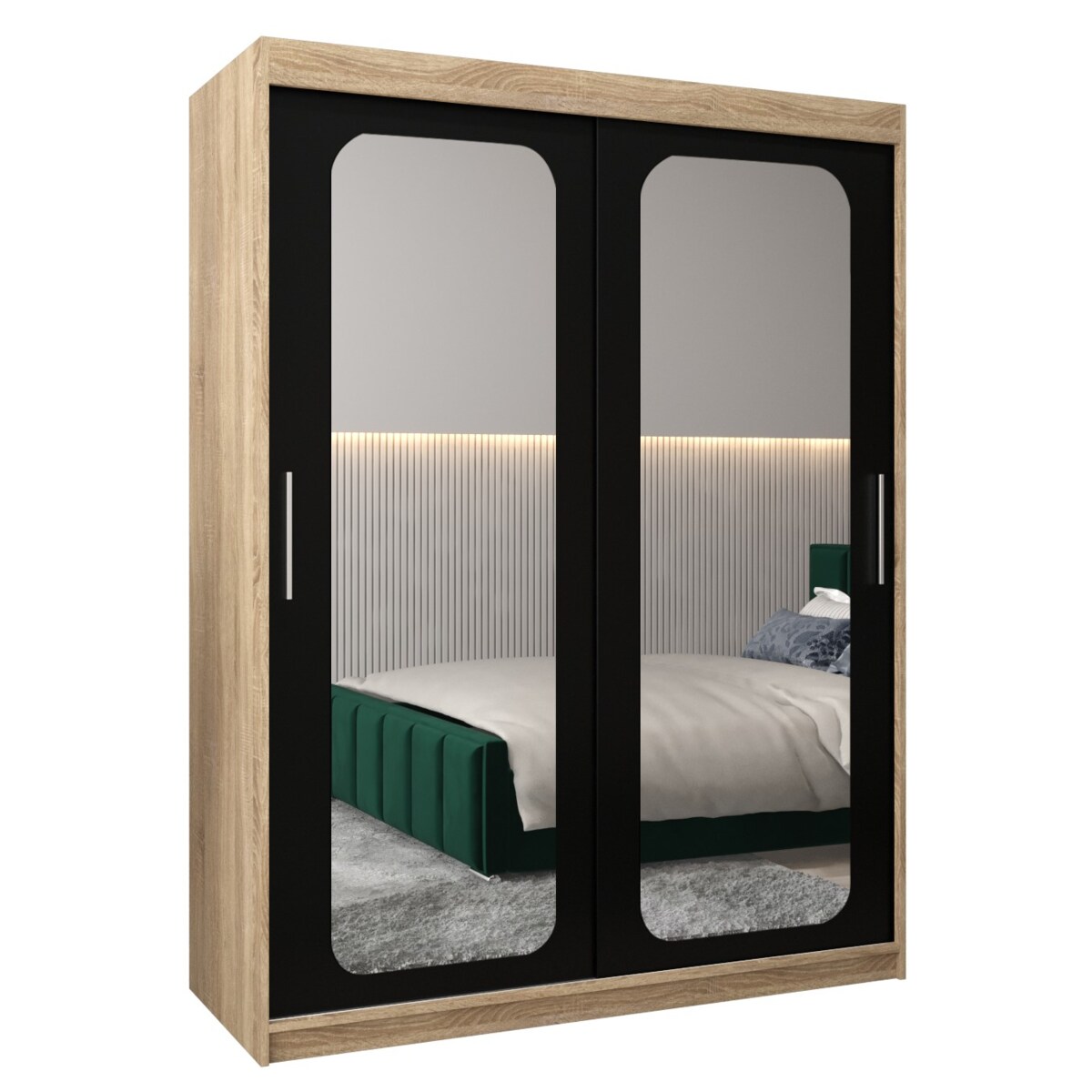 Szafa przesuwna Garderoba PROMO T3 150 sonoma/czarny