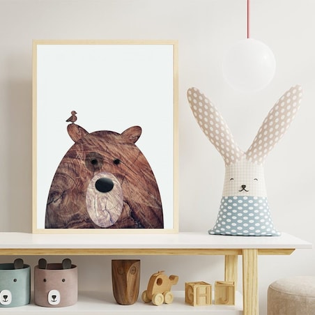 Poster Story, Plakat, Obraz - Drewniany Niedźwiadek, wymiary 50 x 70 cm