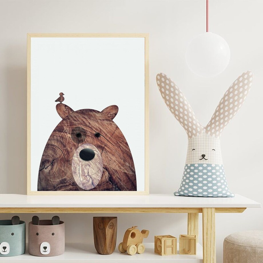 Poster Story, Plakat, Obraz - Drewniany Niedźwiadek, wymiary 50 x 70 cm