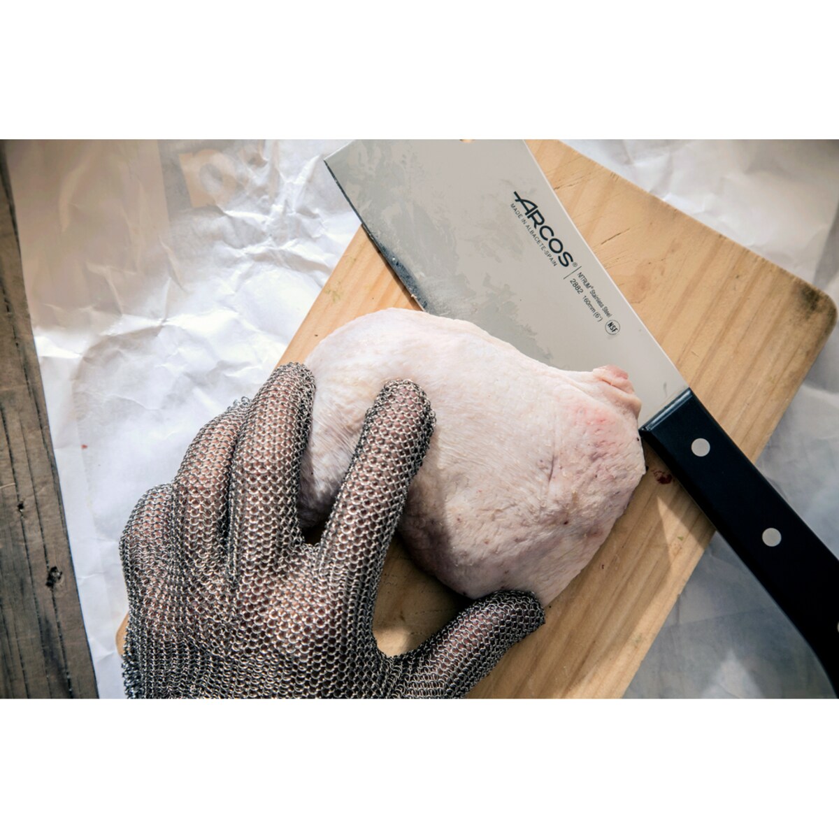 Stalowa rękawica ochronna rozm. 2 - S biała - Arcos