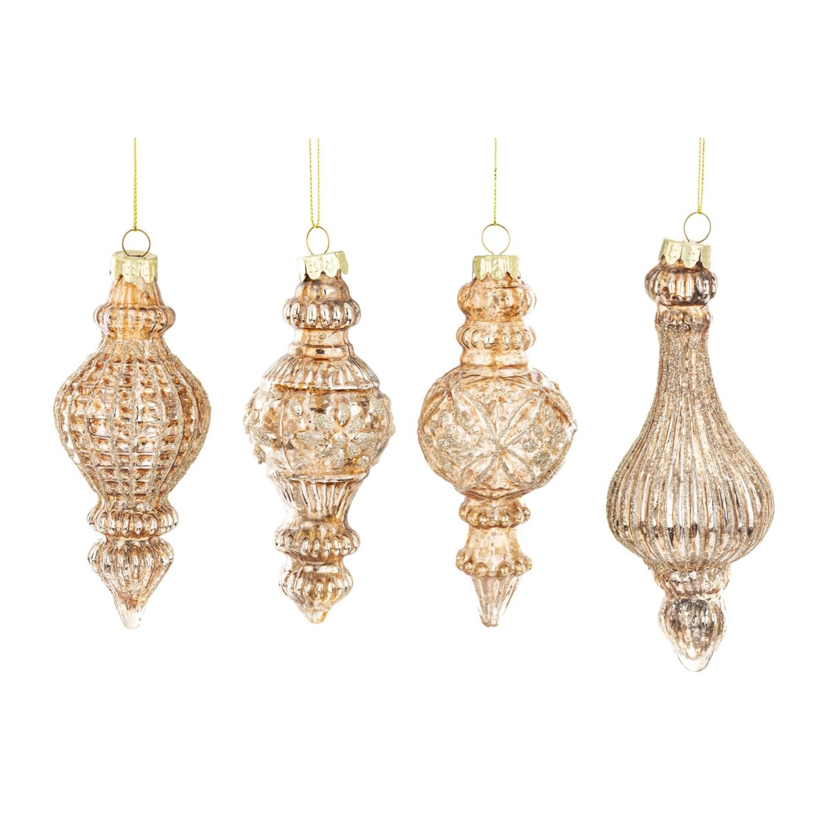 Bombka szklana 4szt. 14x6, 16,5x6 cm JOLANDA pomarańczowa