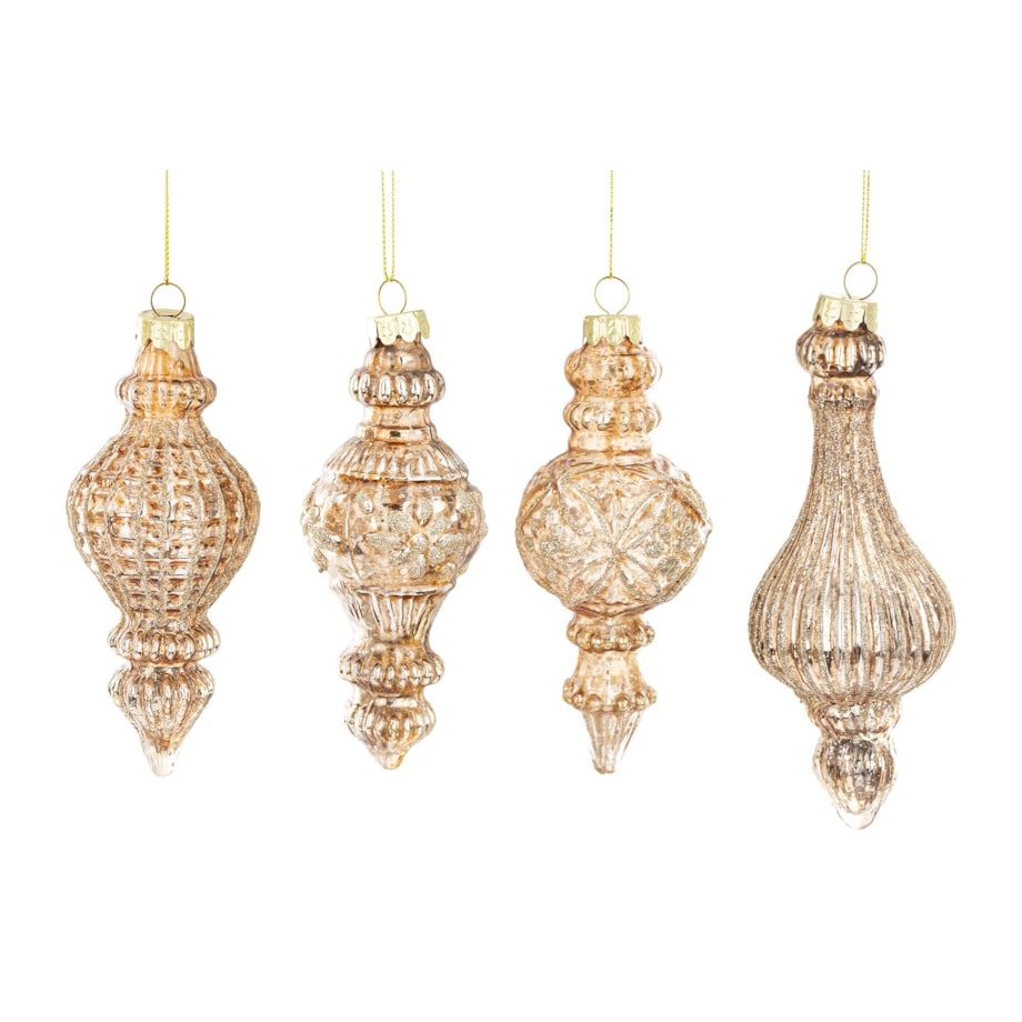 Bombka szklana 4szt. 14x6, 16,5x6 cm JOLANDA pomarańczowa