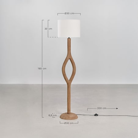 Lampa podłogowa Gracia z drewna mango, 165 cm