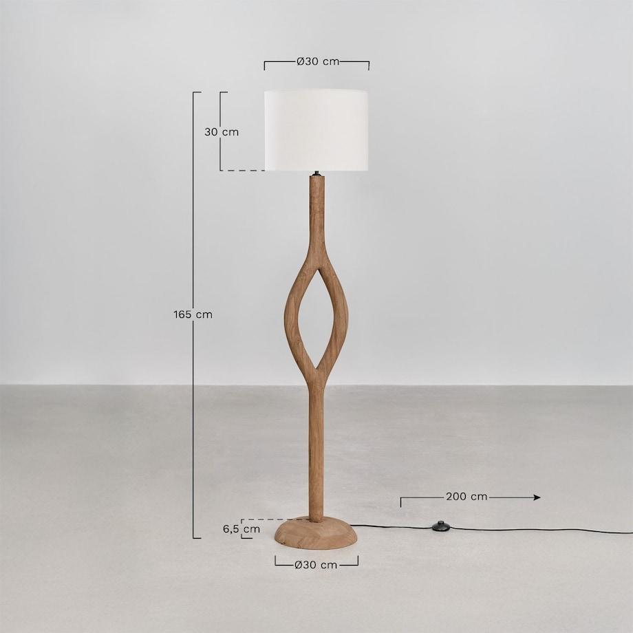 Lampa podłogowa Gracia z drewna mango, 165 cm
