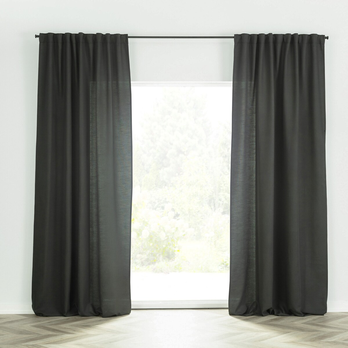 Zasłona BASIC na taśmie marszczącej 140x280cm bazaltowy 1 szt. 140x280 szary-czarny