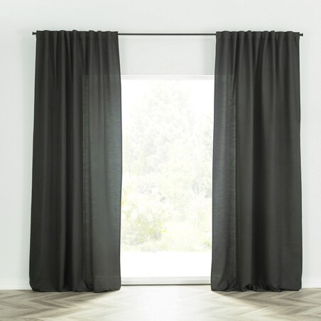 Zasłona BASIC na taśmie marszczącej 140x280cm bazaltowy 1 szt. 140x280 szary-czarny