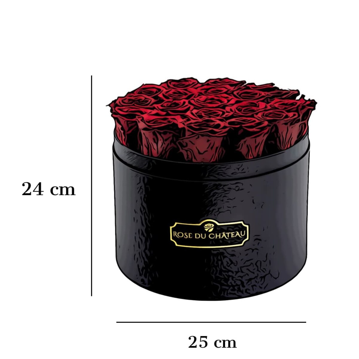 Czerwone Wieczne Róże w Czarnym Dużym Boxie