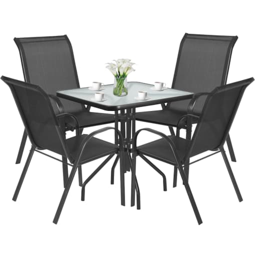 Stół Kwadrat Island 70Cm + 4X Krzesło Sofia Ciemny Szary