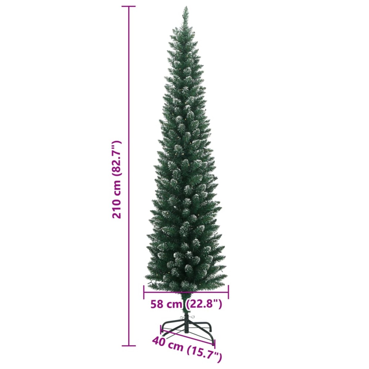 vidaXL Sztuczna, smukła choinka, 300 LED, 210 cm