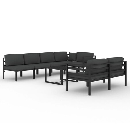 vidaXL 8-cz. zestaw mebli ogrodowych, poduszki, aluminium, antracyt