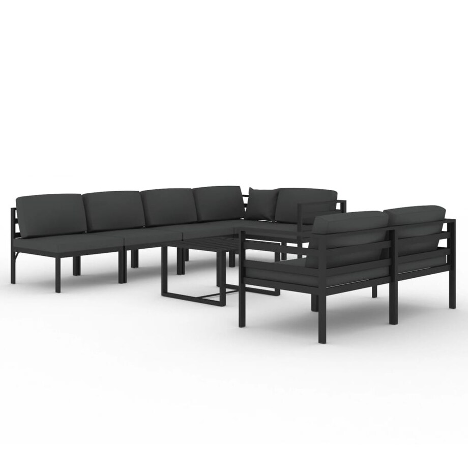 vidaXL 8-cz. zestaw mebli ogrodowych, poduszki, aluminium, antracyt