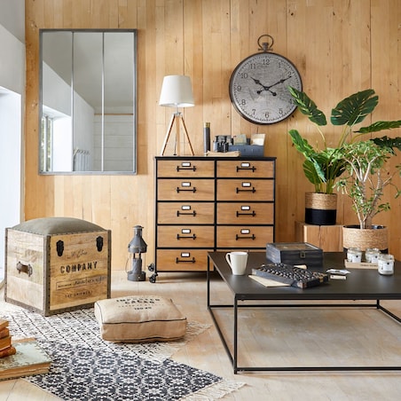 Lampa stołowa na trójnogu, drewniana, 58 cm