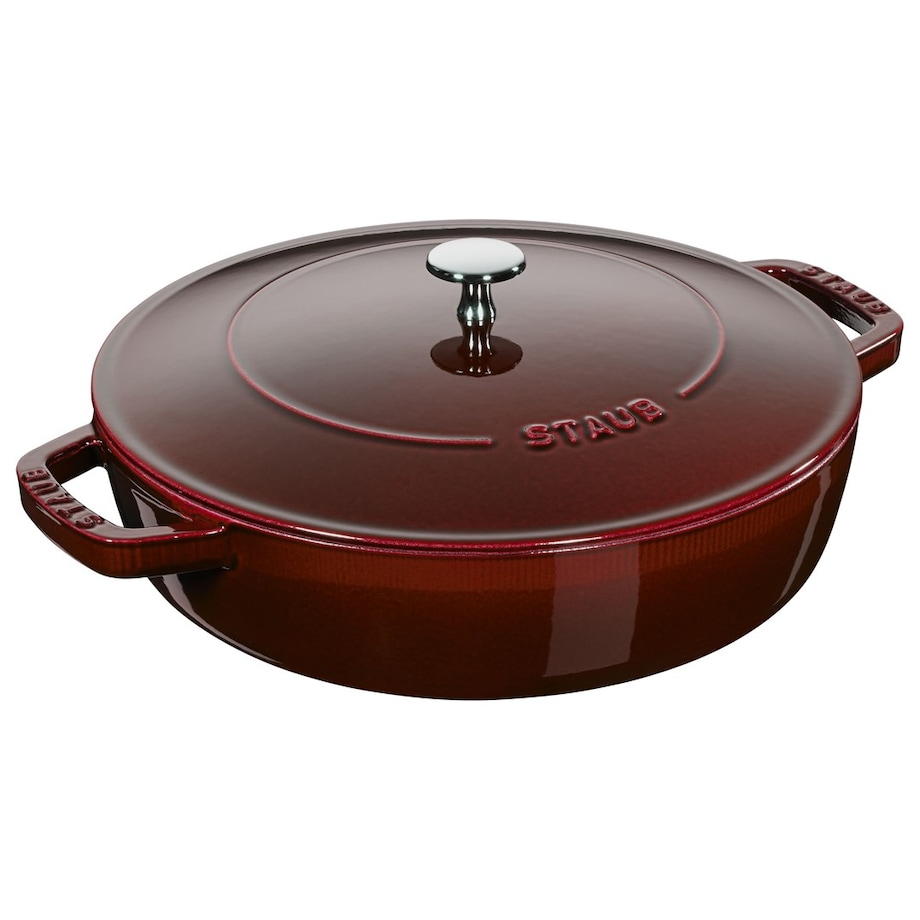 STAUB Żeliwna patelnia do duszenia z pokrywką 28 cm, grenadynowy