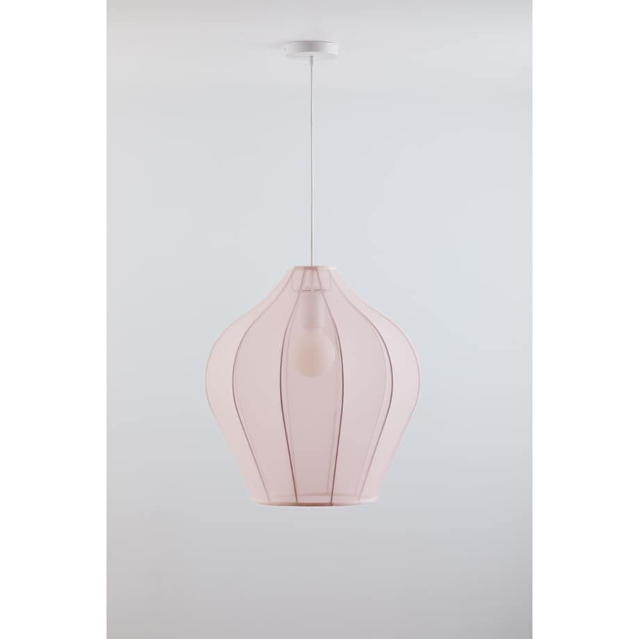 Lampa wisząca z metalu i tkaniny pudrowa Belisa Ø60 cm