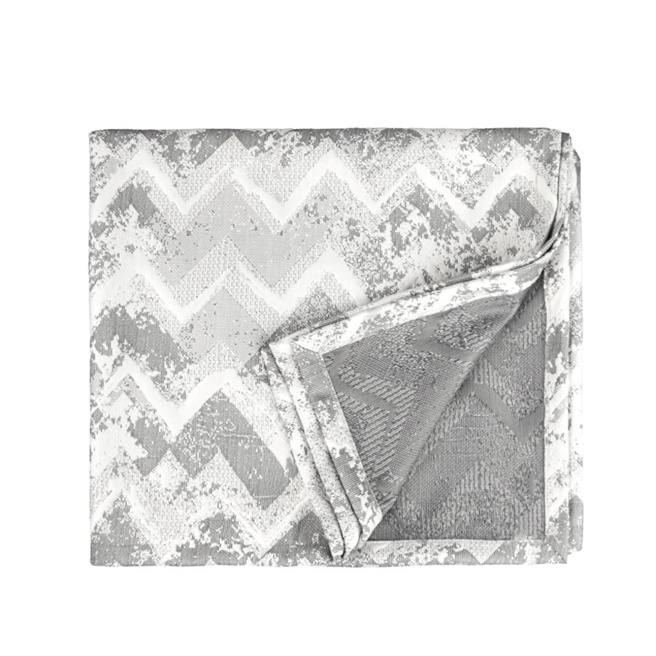 Narzuta na łóżko 200x240 szara białe zygzaki